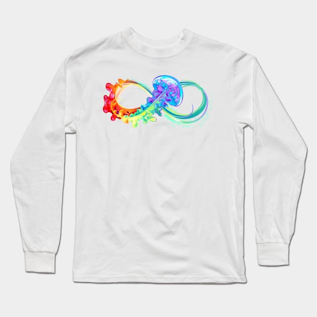 Infinity with Rainbow Jellyfish Long Sleeve T-Shirt by Blackmoon9